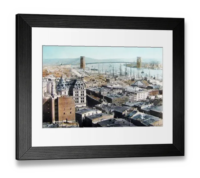Framed Print : New York panorama hand coloured photo probably pre-1900 Framed Print : New York panorama hand coloured photo probably pre-1900