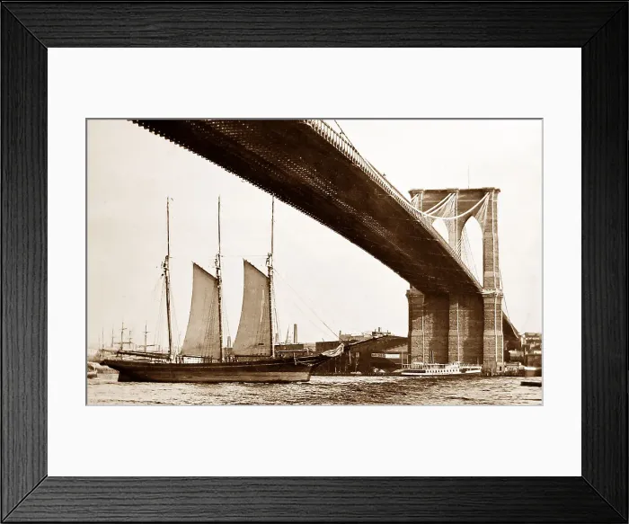 Framed Print : Brooklyn Bridge New York Victorian period Framed Print : Brooklyn Bridge New York Victorian period