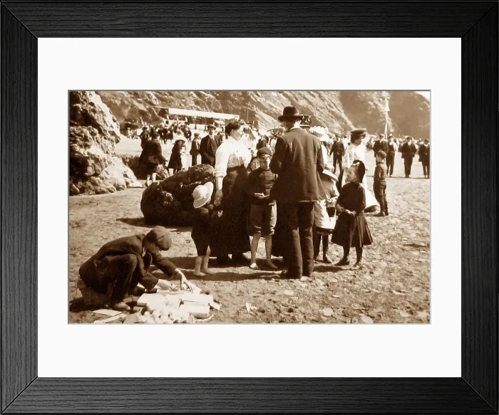 Framed Print : Family on a Devon beach Framed Print : Family on a Devon beach