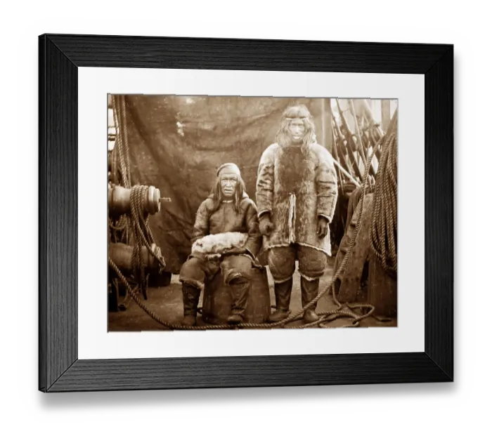 Framed Print : Greenland Inuits on board a whaling ship - Victorian period Framed Print : Greenland Inuits on board a whaling ship - Victorian period