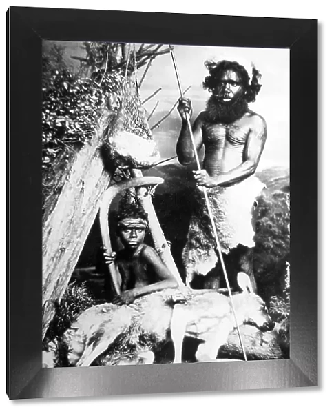 Studio portrait of Australian aborigines - Victorian period