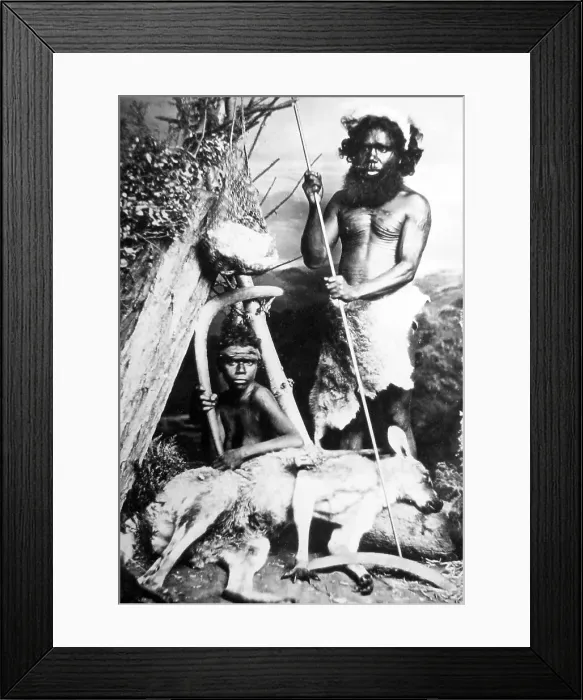 Framed Print : Studio portrait of Australian aborigines - Victorian period Framed Print : Studio portrait of Australian aborigines - Victorian period