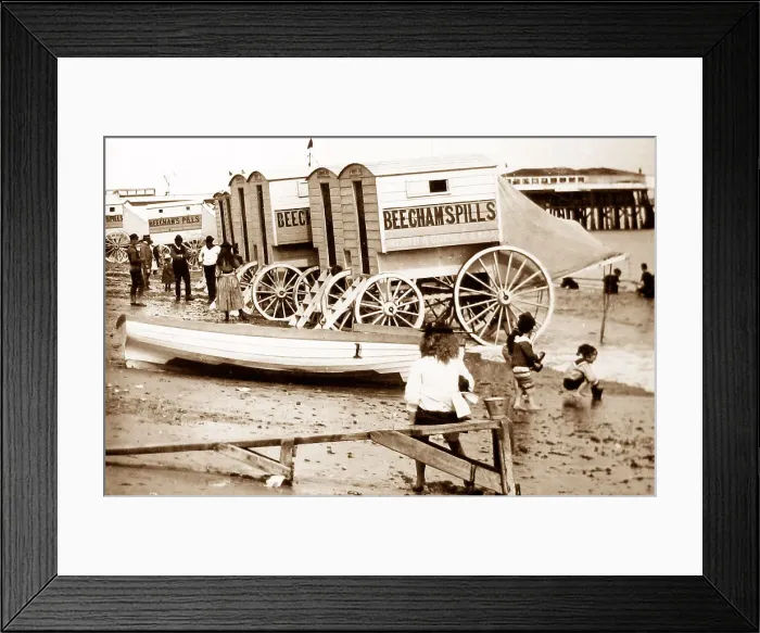 Framed Print : Great Yarmouth beach, pier and bathing machines Framed Print : Great Yarmouth beach, pier and bathing machines