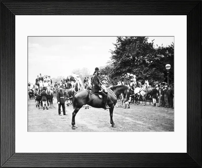 Framed Print : A Coaching Club Meet, Hyde Park, London hand coloured photo
