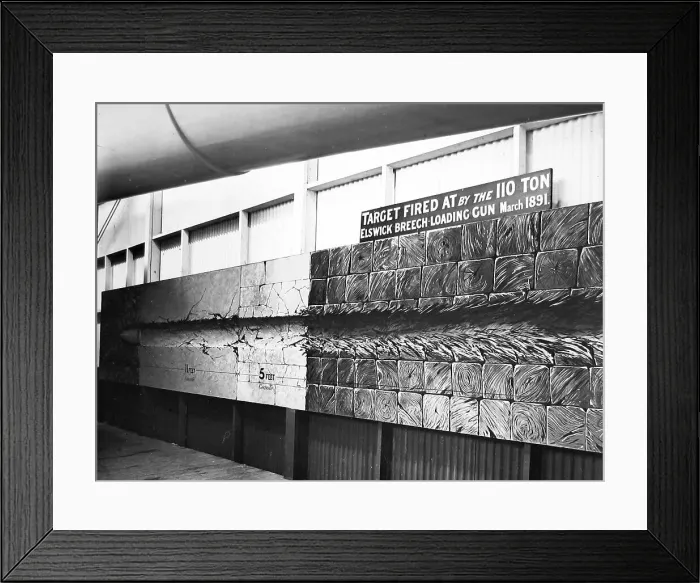 Framed Print : Royal Naval Exhibition 1891 - force of a 110 ton Elswick gun Framed Print : Royal Naval Exhibition 1891 - force of a 110 ton Elswick gun