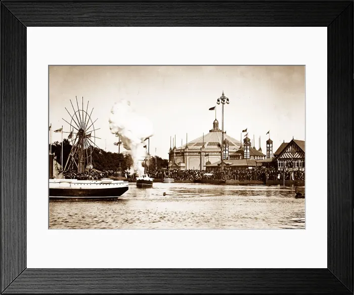 Framed Print : Battle ships in action, Royal Naval Exhibition Framed Print : Battle ships in action, Royal Naval Exhibition
