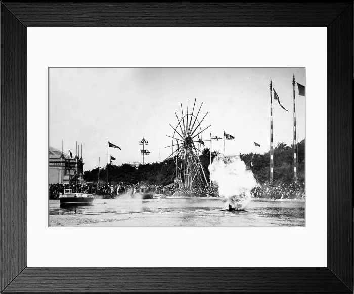 Framed Print : Royal Naval Exhibition 1891 - a submarine mine explosion Framed Print : Royal Naval Exhibition 1891 - a submarine mine explosion
