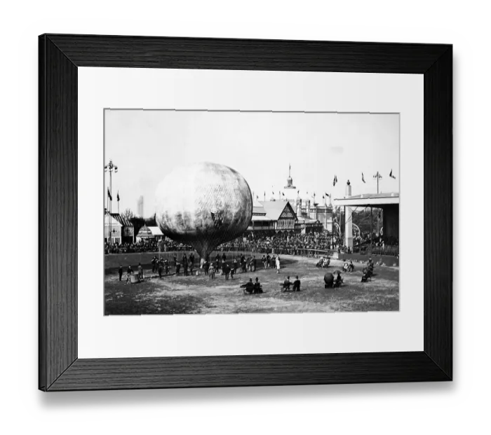 Framed Print : Royal Naval Exhibition 1891 - Inflating the balloon Framed Print : Royal Naval Exhibition 1891 - Inflating the balloon