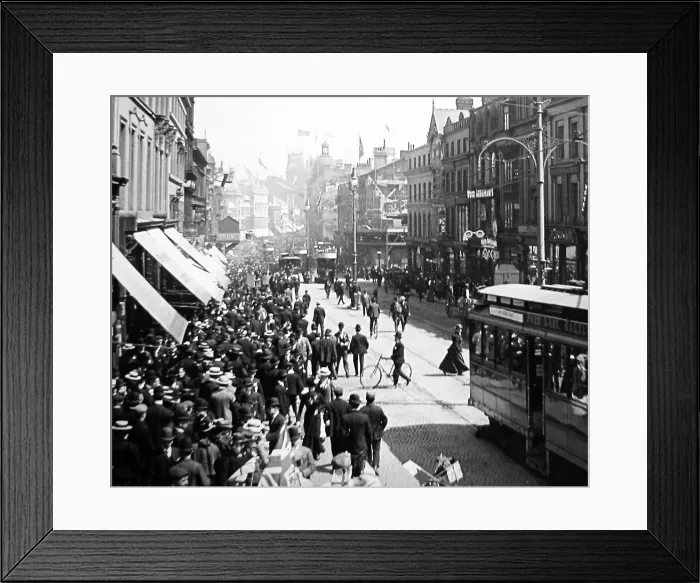 Framed Print : Mafeking Day, Lord Street, Liverpool - early 1900s Framed Print : Mafeking Day, Lord Street, Liverpool - early 1900s