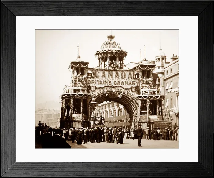 Framed Print : Canada's Coronation Arch, Whitehall, London - early 1900s Framed Print : Canada's Coronation Arch, Whitehall, London - early 1900s