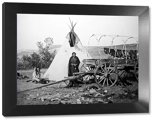 Sioux Chief, fur camp on the plains, USA