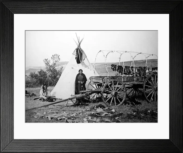 Framed Print : Sioux Chief, fur camp on the plains, USA Framed Print : Sioux Chief, fur camp on the plains, USA