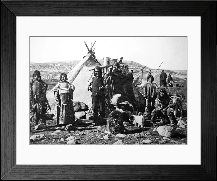 Framed Print : Eskimo Summer Camp, Greenland - early 1900s Framed Print : Eskimo Summer Camp, Greenland - early 1900s