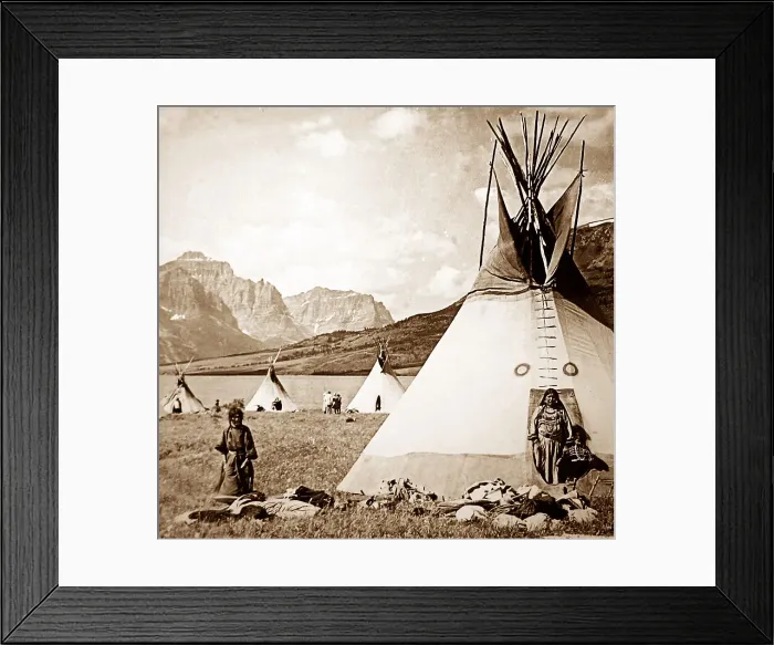 Framed Print : Blackfeet Indians, Glacier National Park, Montana, USA