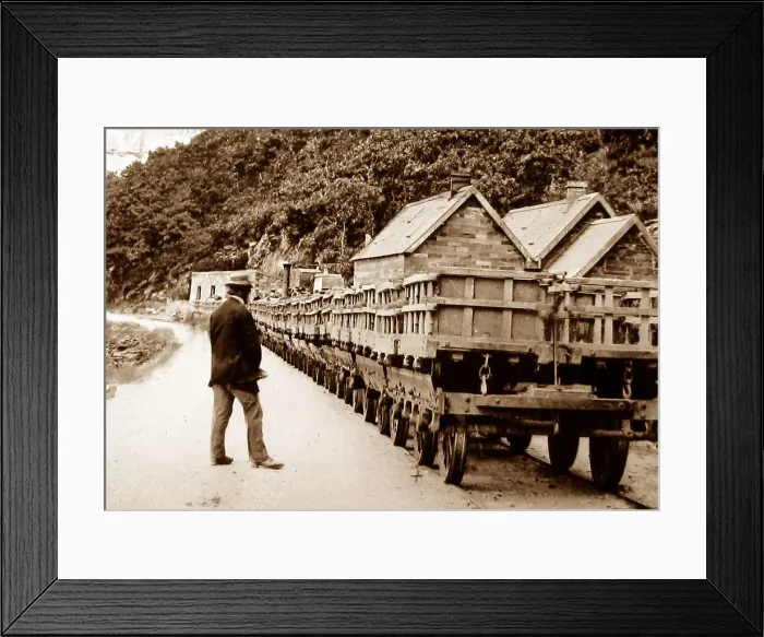 Framed Print : Hand tinted photo of slate train at Llanberis, Wales Framed Print : Hand tinted photo of slate train at Llanberis, Wales