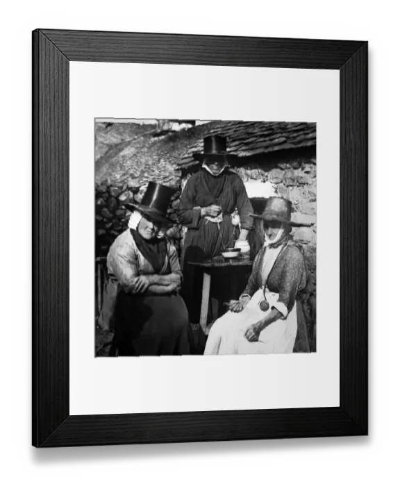 Framed Print : Hand tinted photo of Welsh ladies in traditional costume Framed Print : Hand tinted photo of Welsh ladies in traditional costume