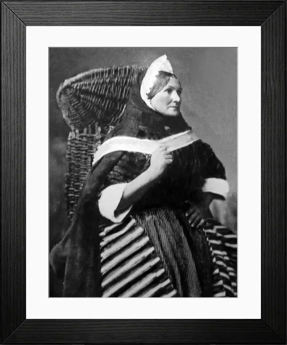 Framed Print : Hand coloured photo of Scottish fishwife - Victorian period Framed Print : Hand coloured photo of Scottish fishwife - Victorian period
