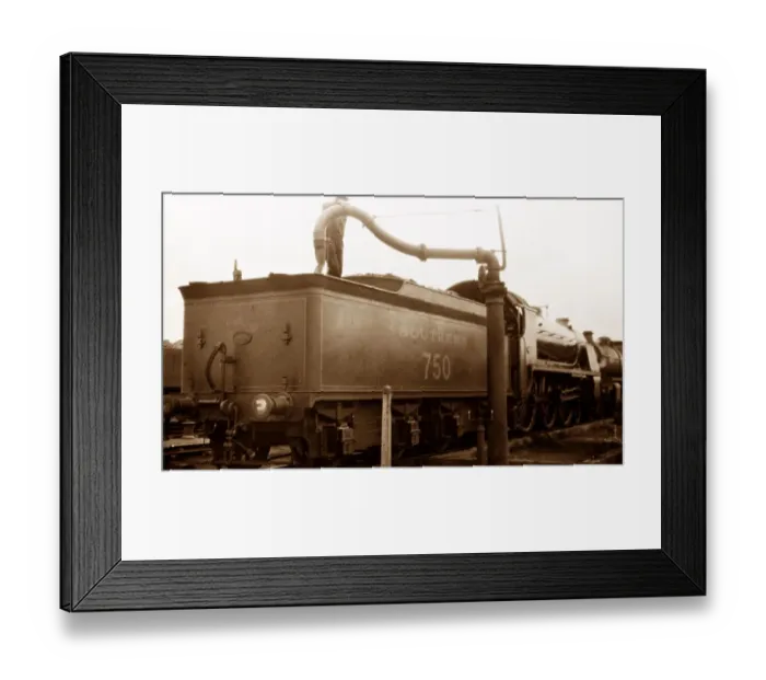 Framed Print : Southern Railway locomotive filling with water Framed Print : Southern Railway locomotive filling with water