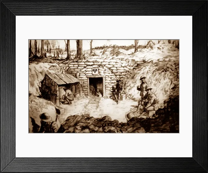 Framed Print : YMCA Dug-out hut during WW1 Framed Print : YMCA Dug-out hut during WW1
