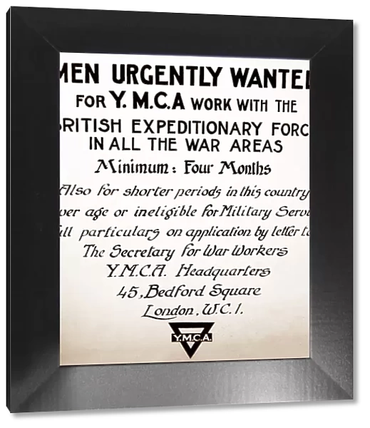 YMCA Volunteers Wanted poster during WW1