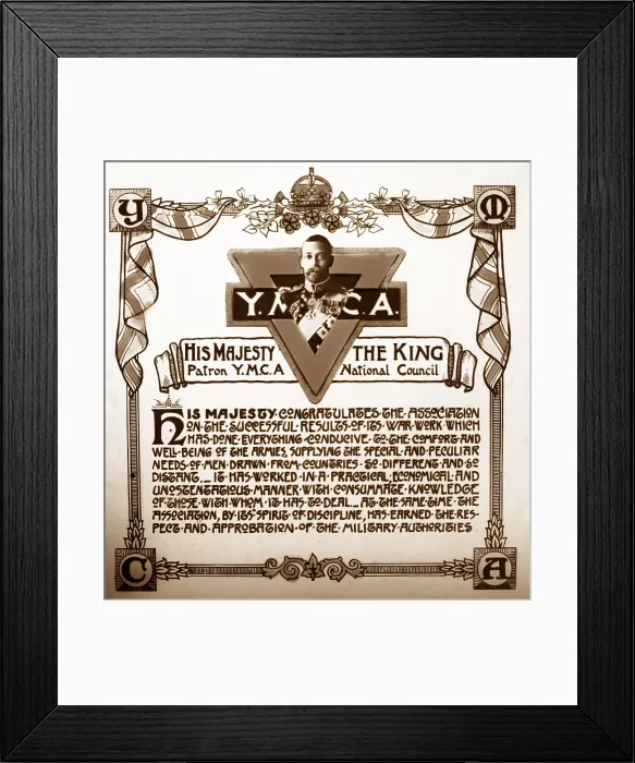 Framed Print : YMCA message from the King during WW1 Framed Print : YMCA message from the King during WW1
