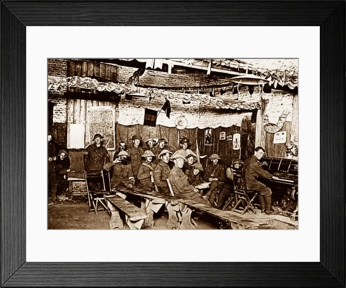 Framed Print : YMCA hut in a dug-out in Ypres during WW1