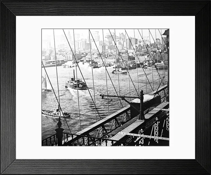 Framed Print : New York skyscrapers from the Brooklyn Bridge - early 1900s Framed Print : New York skyscrapers from the Brooklyn Bridge - early 1900s