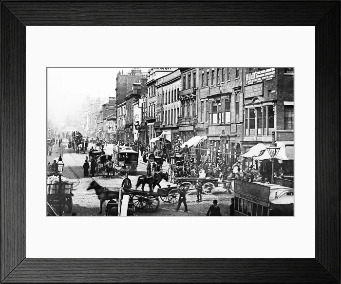 Framed Print : The Briggate, Leeds - Victorian period Framed Print : The Briggate, Leeds - Victorian period