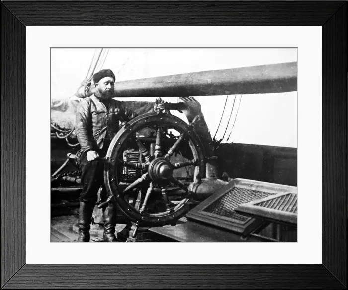 Framed Print : Whaling ship, at the helm