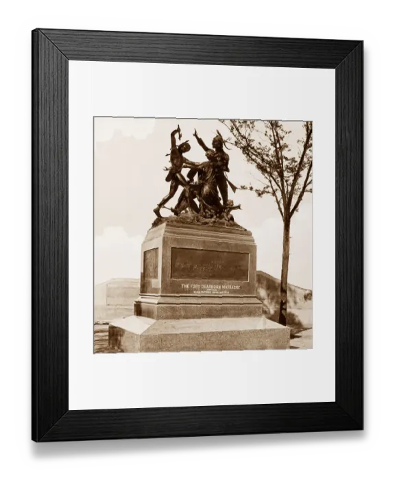 Framed Print : Fort Dearborn Massacre Statue, Chicago, USA