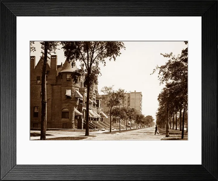 Framed Print : Chicago Grand Boulevard - hand coloured when published Framed Print : Chicago Grand Boulevard - hand coloured when published