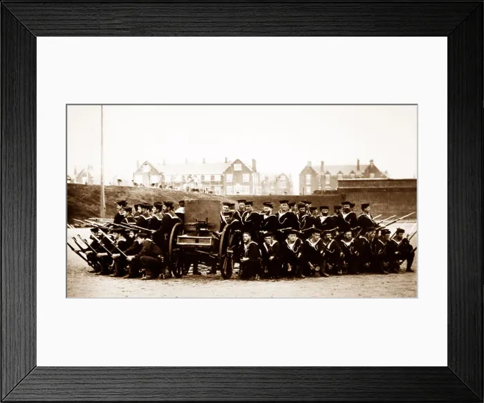 Framed Print : Royal Navy sailors shore drill preparing for a Framed Print : Royal Navy sailors shore drill preparing for a
