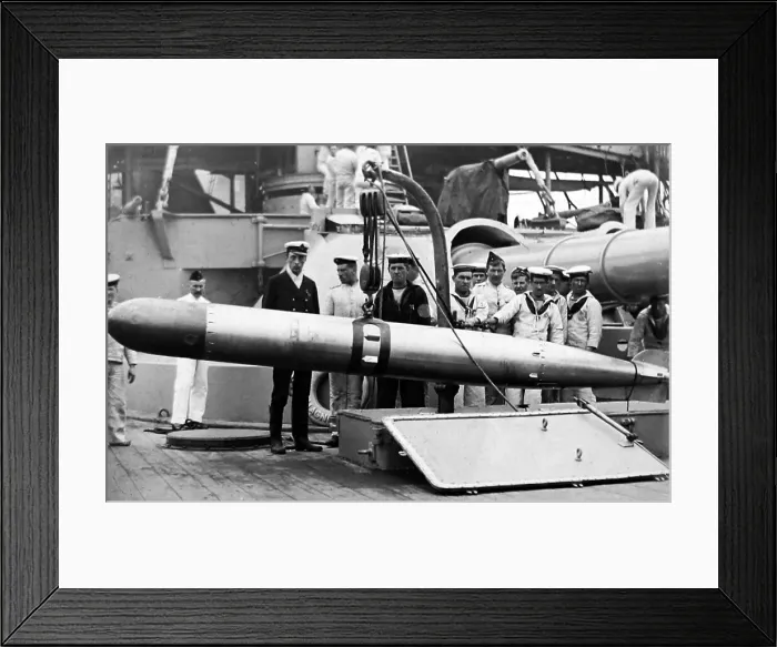Framed Print : Royal Navy sailors with a torpedo Framed Print : Royal Navy sailors with a torpedo