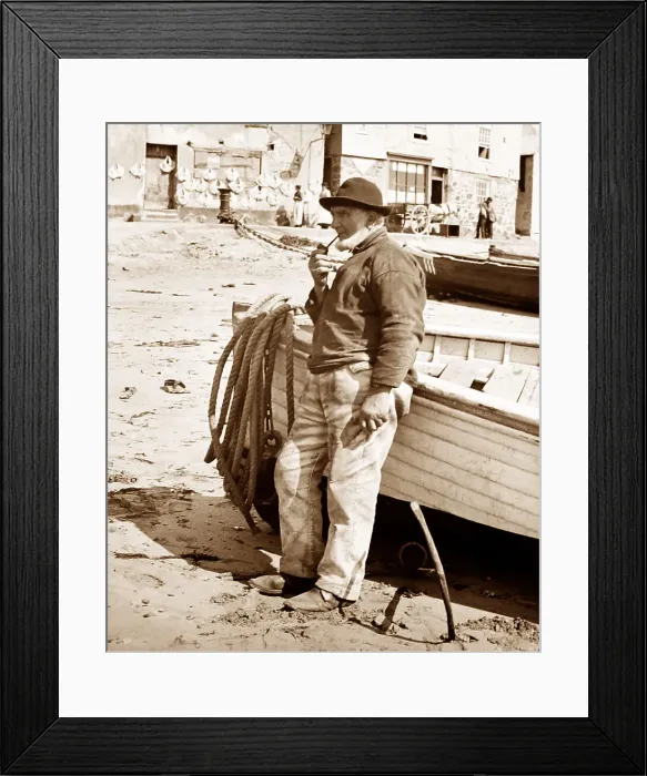 Framed Print : West Country fisherman - possibly St. Ives, Cornwall Framed Print : West Country fisherman - possibly St. Ives, Cornwall