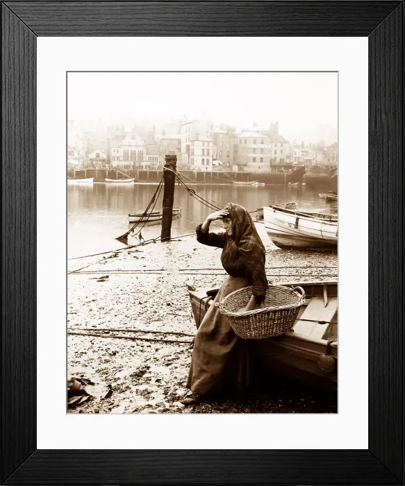 Framed Print : Fishwife waiting for her husband to return, Whitby Framed Print : Fishwife waiting for her husband to return, Whitby