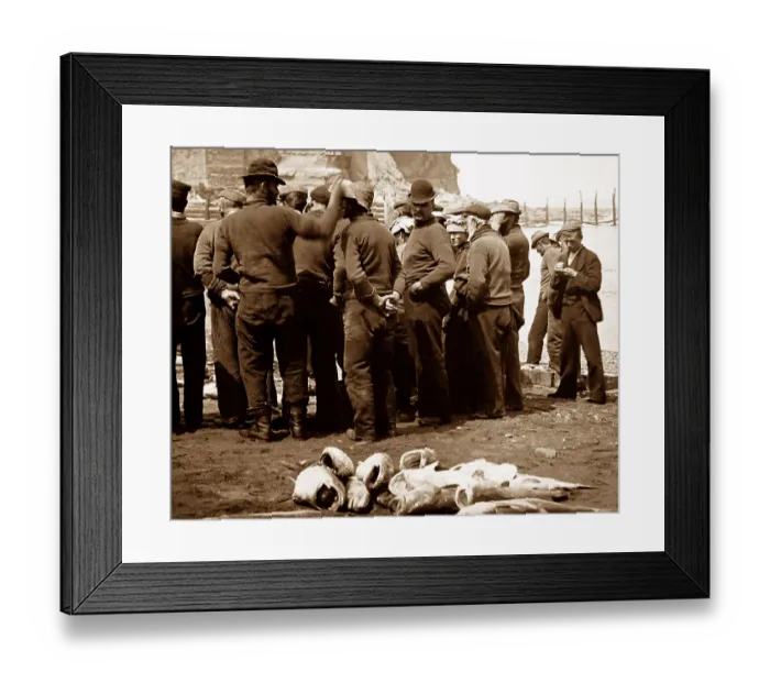Framed Print : Fishermen at Staithes, North Yorkshire - Victorian period Framed Print : Fishermen at Staithes, North Yorkshire - Victorian period