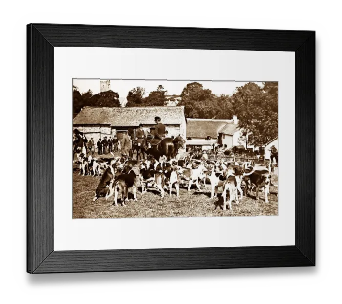 Framed Print : Staghounds Meet at Winsford in Somerset - Victorian period Framed Print : Staghounds Meet at Winsford in Somerset - Victorian period