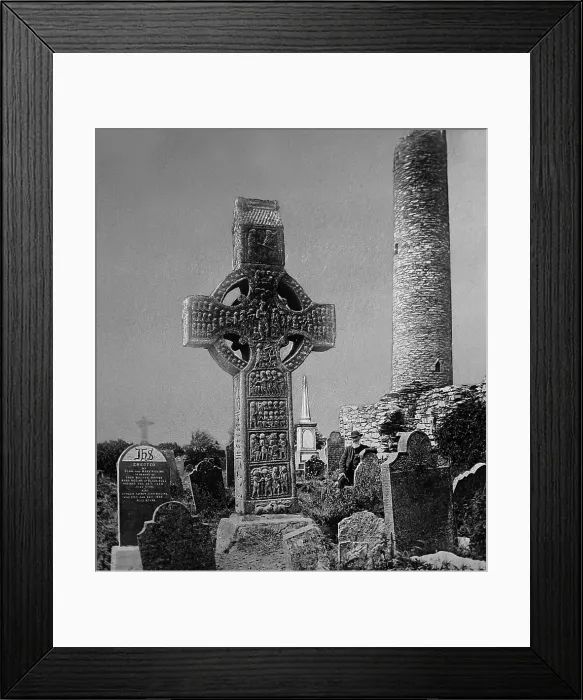 Framed Print : Monasterboice Cross and Round Tower, County Louth, Ireland Framed Print : Monasterboice Cross and Round Tower, County Louth, Ireland