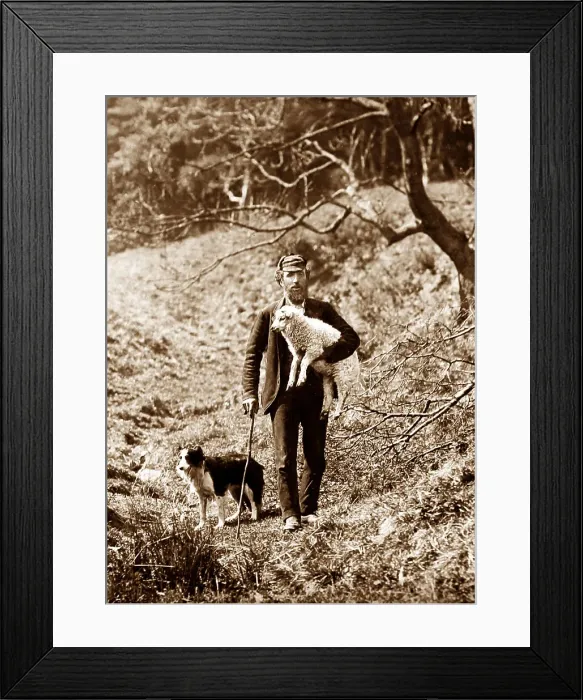 Framed Print : Scottish farmer and his dog Framed Print : Scottish farmer and his dog