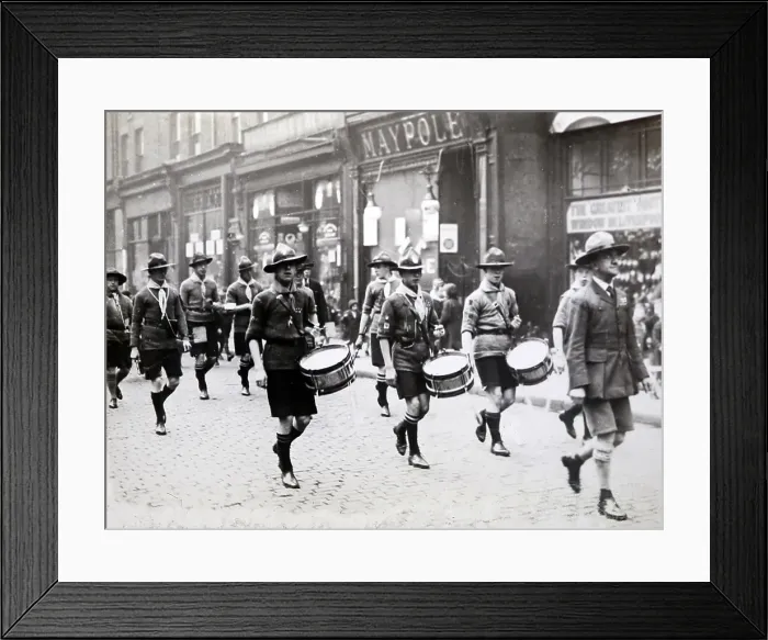 Framed Print : Boy Scouts band in Liverpool - probably 1930s Framed Print : Boy Scouts band in Liverpool - probably 1930s