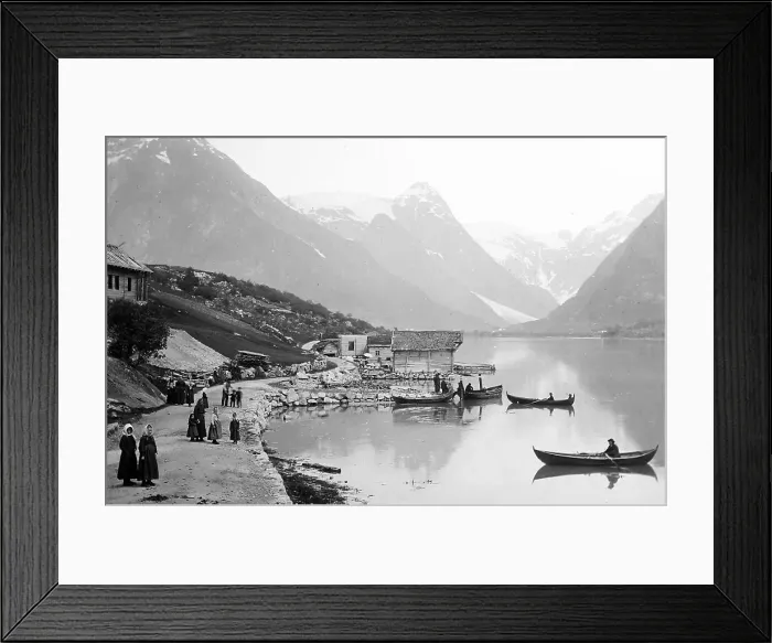 Framed Print : Fjaerland Fjord, Norway - early 1900s Framed Print : Fjaerland Fjord, Norway - early 1900s