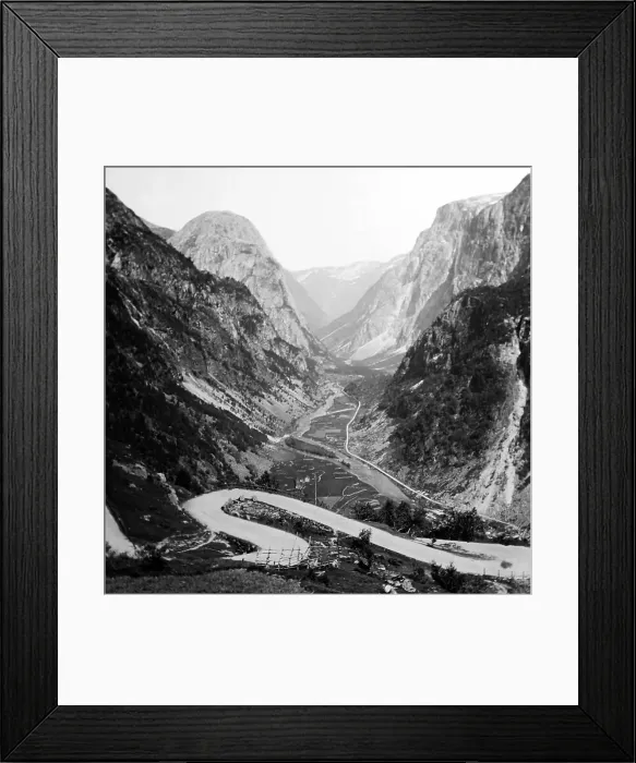 Framed Print : Naerodal zig zag road, Stalheim, Noway - early 1900s Framed Print : Naerodal zig zag road, Stalheim, Noway - early 1900s