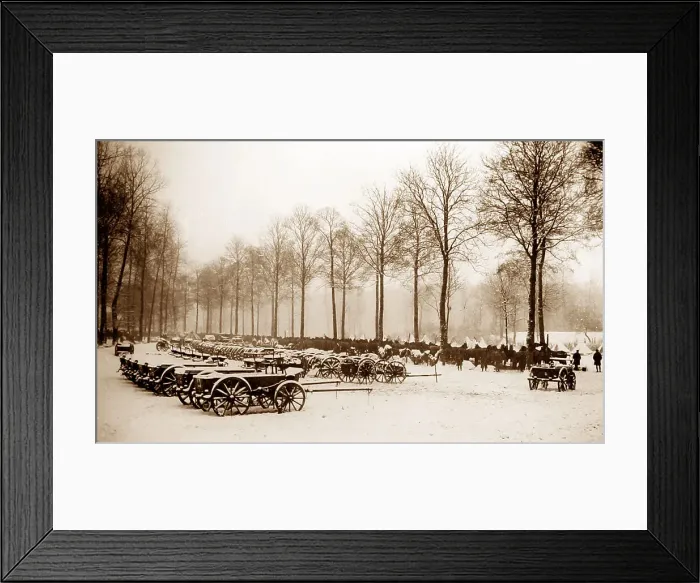 Framed Print : Horse transport parked in the snow, Arras Road Framed Print : Horse transport parked in the snow, Arras Road