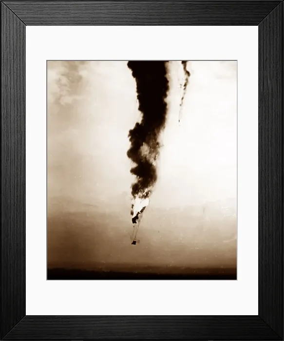 Framed Print : Observation balloon shot down at Boyelles, 3rd February 1918 Framed Print : Observation balloon shot down at Boyelles, 3rd February 1918