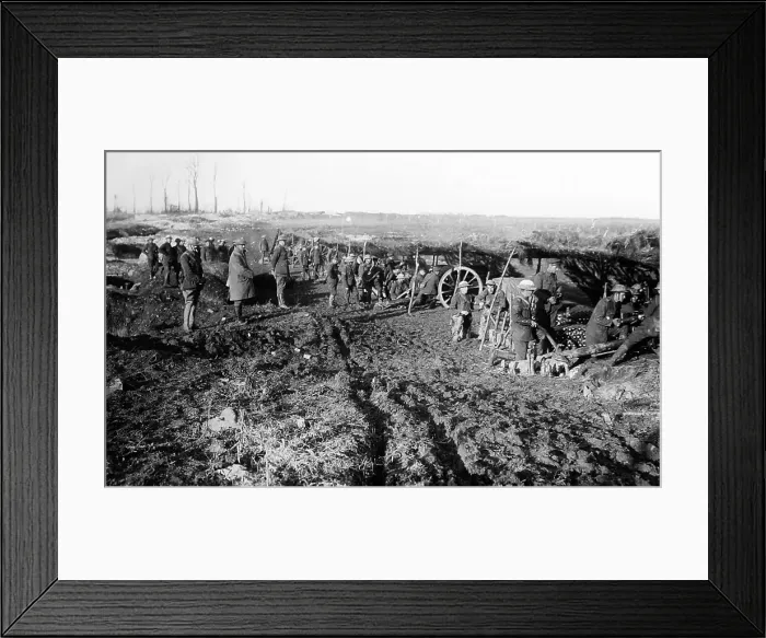 Framed Print : WW1 - Field battery under camouflage screen - 26th May 1917 Framed Print : WW1 - Field battery under camouflage screen - 26th May 1917