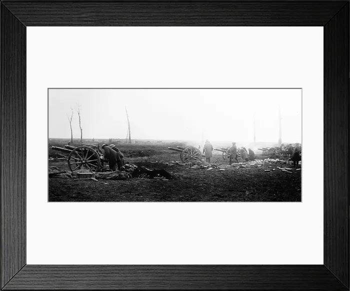 Framed Print : WW1 - Battle of the Scarpe - 18 pounder gun in Framed Print : WW1 - Battle of the Scarpe - 18 pounder gun in