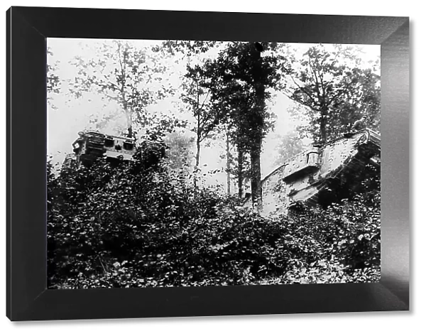 WW1 - Two tanks passing through Oosthoek Wood