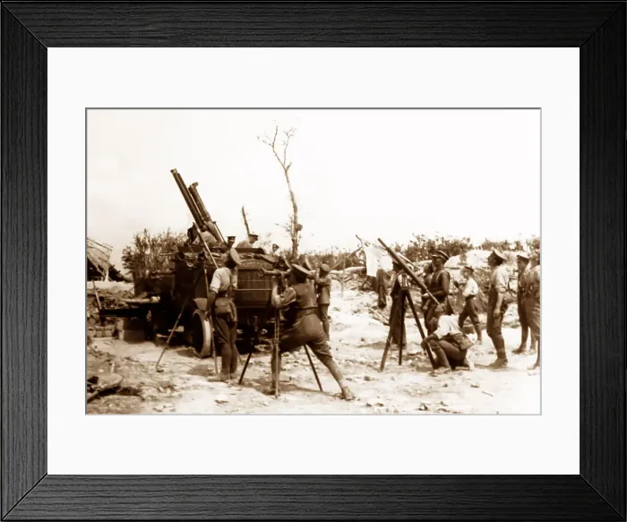 Framed Print : Anti aircraft gun on a Thorneycroft lorry, Fricourt Framed Print : Anti aircraft gun on a Thorneycroft lorry, Fricourt