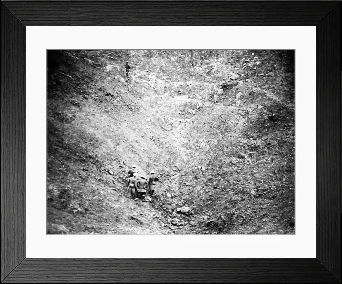 Framed Print : WW1 - Battle of Guillemont - A mine crater in Framed Print : WW1 - Battle of Guillemont - A mine crater in