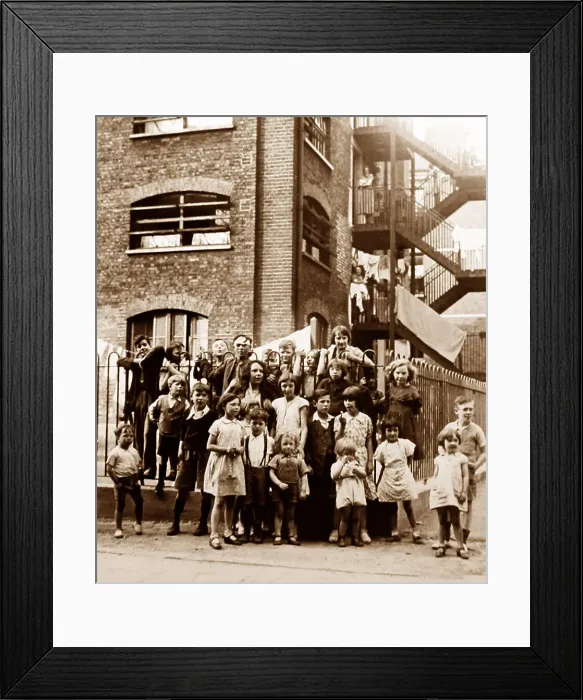 Framed Print : Children on a London housing scheme - probably 1920s Framed Print : Children on a London housing scheme - probably 1920s
